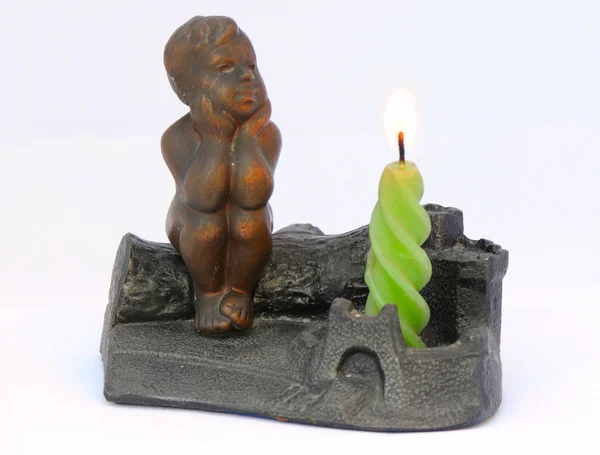 Ozdobny z świeca świecznik — Zdjęcie stockowe