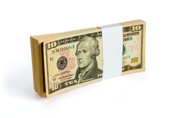 Wad des 10-Dollar-Banknoten — Stockfoto