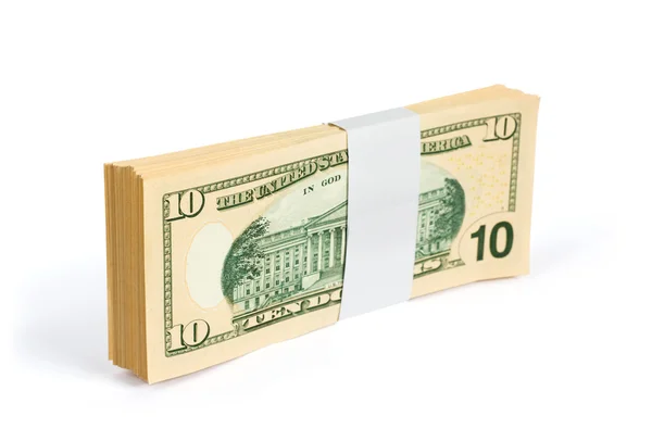 Fajo de billetes de 10 dólares — Foto de Stock