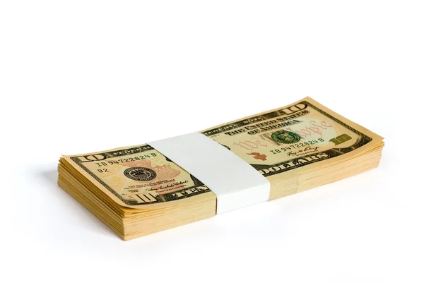 Вад 10 доллар банкноты — стоковое фото
