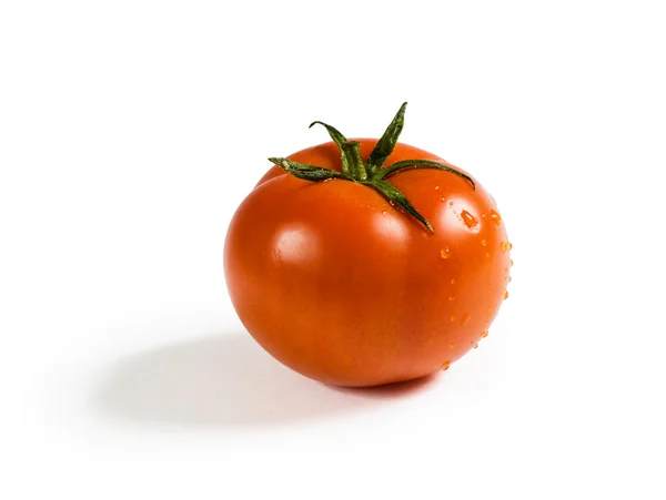 Punainen tomaatti valkoisella taustalla — kuvapankkivalokuva