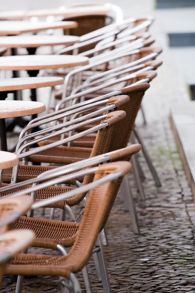 stock image Sidewalk cafe chairs