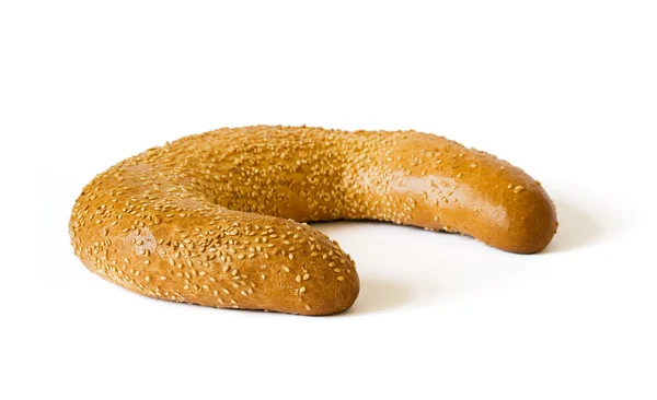 Susam ile izole beyaz ekmek — Stok fotoğraf