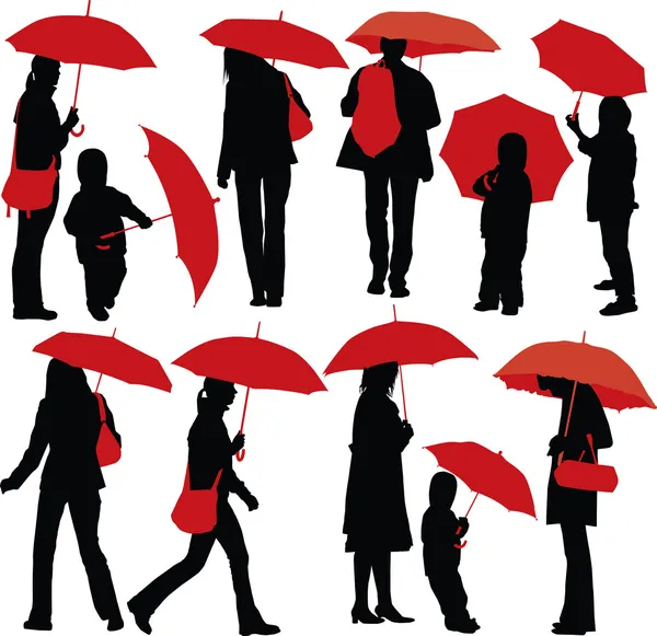 stock vector with umbrellas