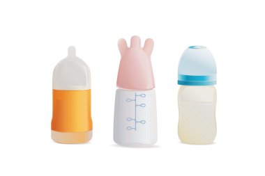 Children's isolated small bottles clipart