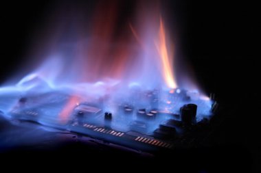 Soundcard in the fire clipart