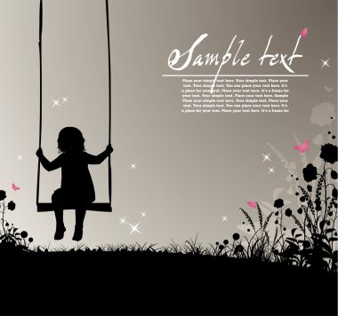 Girl sitting on a swing clipart