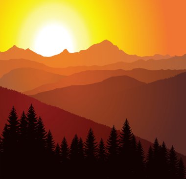 Vector panorama of mountains clipart