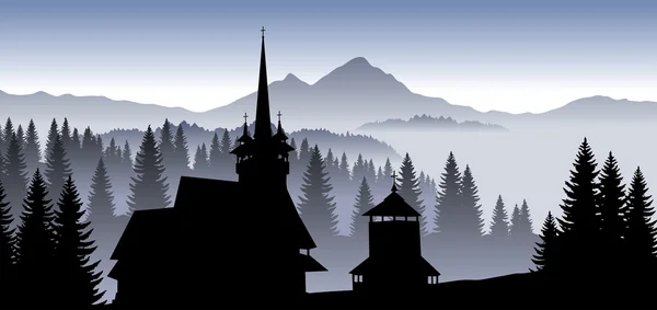 Panorama vectoriel des montagnes — Image vectorielle
