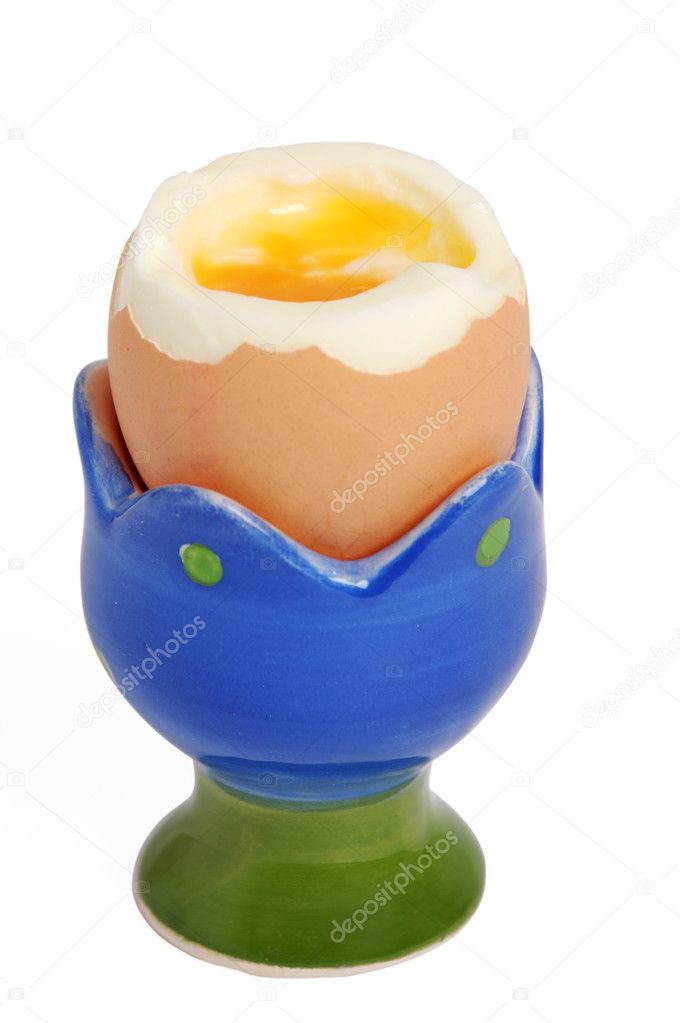 Boiled egg on white background