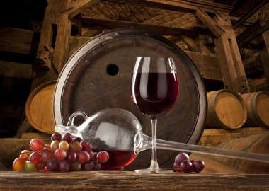 Still life with red wine clipart