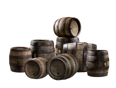 The old wood barrels clipart