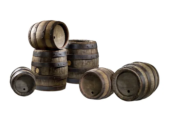 Los viejos barriles de madera Imagen de stock
