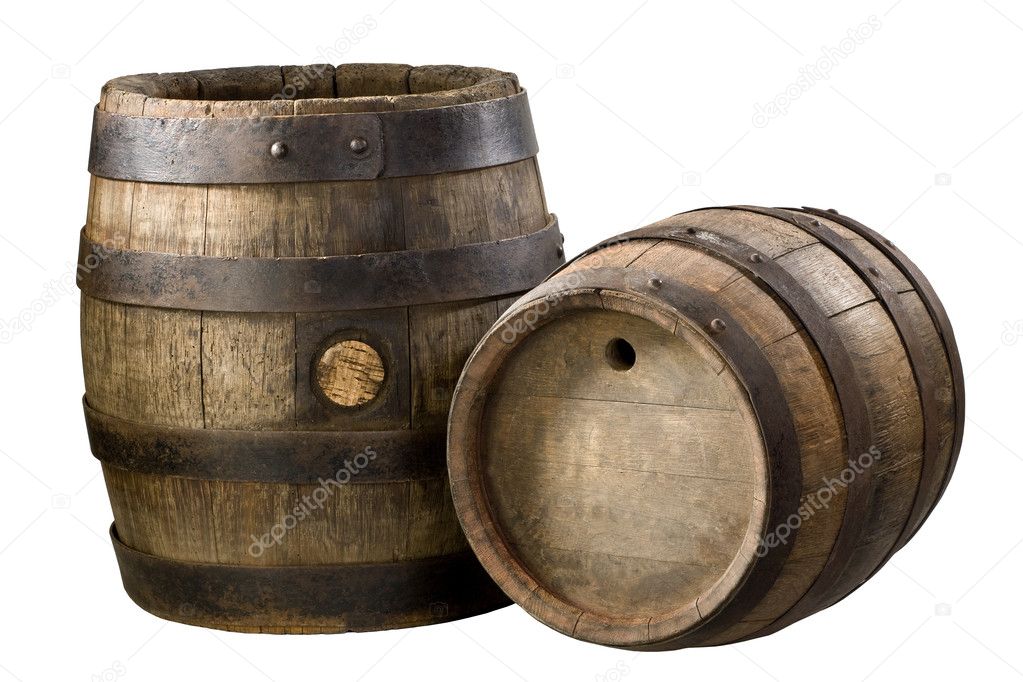 Old wood barrels