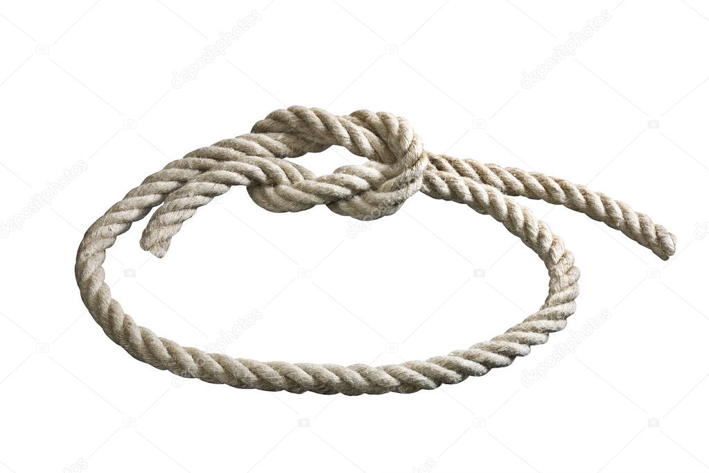Natural rope on the white background