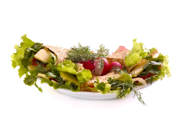 Ungesäuertes Brot mit Gemüse — Stockfoto