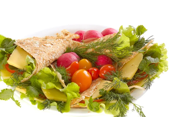 Unleavened bread with vegetables — Stock Photo, Image