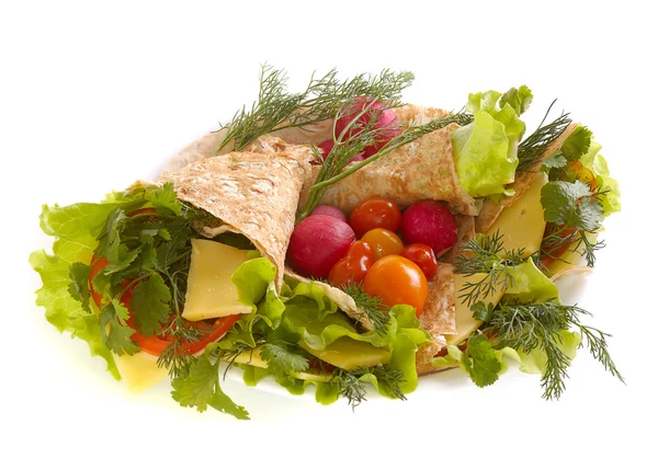Unleavened bread with vegetables — Stock Photo, Image