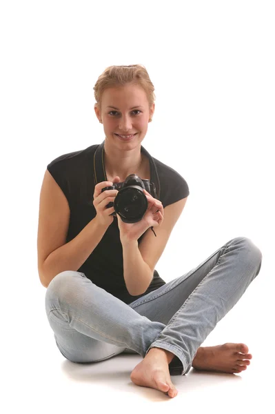 Дівчина фотограф — стокове фото