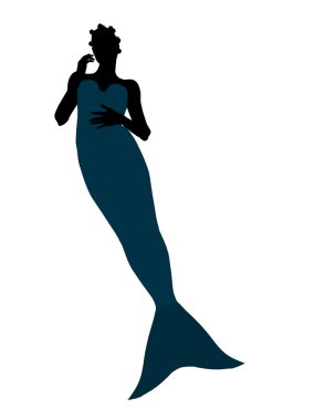 küçük deniz kızı siluet çizimi