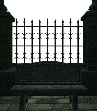 Fence and A Bench clipart