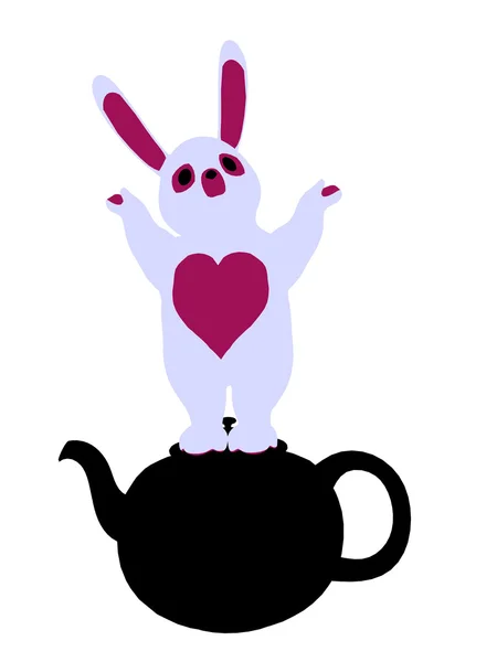 Biały królik sylwetka ilustracja — Zdjęcie stockowe