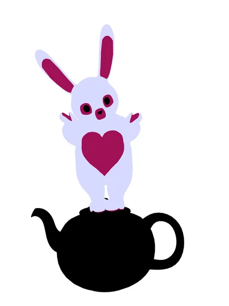 Biały królik sylwetka ilustracja — Zdjęcie stockowe