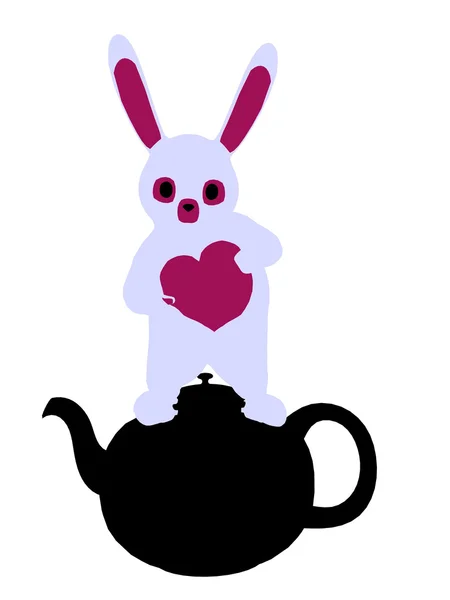 Beyaz tavşan siluet çizimi — Stok fotoğraf