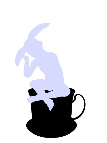 Weißes Kaninchen Silhouette Illustration — Stockfoto