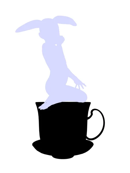 White Rabbit Silhouette Illustration — Stock Photo, Image