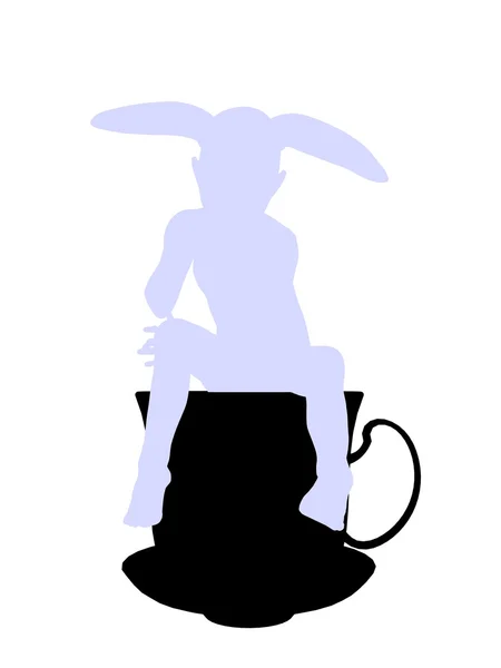 Weißes Kaninchen Silhouette Illustration — Stockfoto