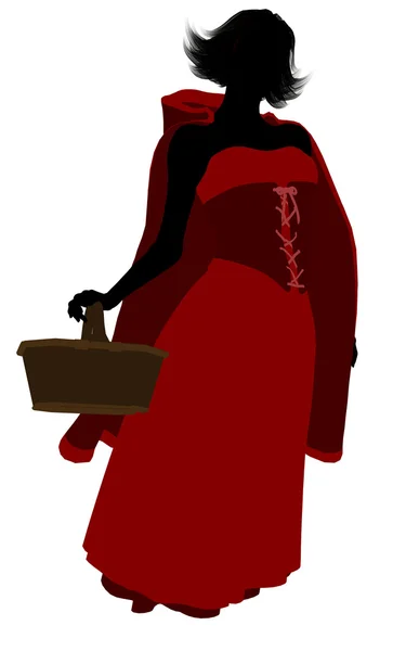 Mały czerwony kapturek ilustracja kaptur sylwetka — Zdjęcie stockowe
