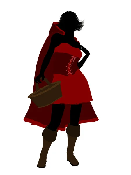 Pequeña silueta de capucha roja Ilustración —  Fotos de Stock