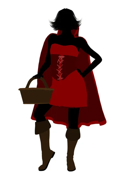 Pequeña silueta de capucha roja Ilustración —  Fotos de Stock
