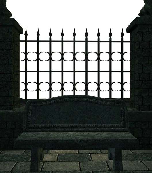 Забор и скамейка — стоковое фото