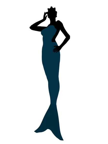 Kleine Meerjungfrau Silhouette Illustration Stockbild