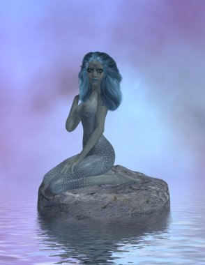 Siren Sitting On A Rock clipart