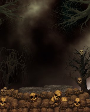 Spooky Dark Skull Background clipart