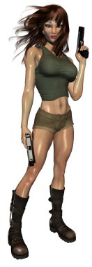 Woman Holding Guns clipart