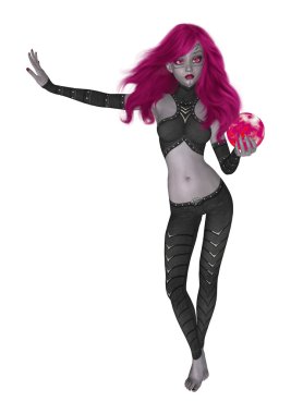 Goth Girl Holding One Crystall Ball clipart