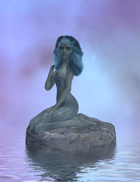 Sirene sitzt auf einem Felsen — Stockfoto