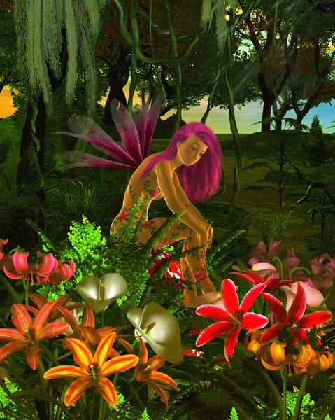 森の花の妖精 — ストック写真