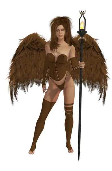 Brown Winged Angel With Brunette Hair — Stock Photo, Image