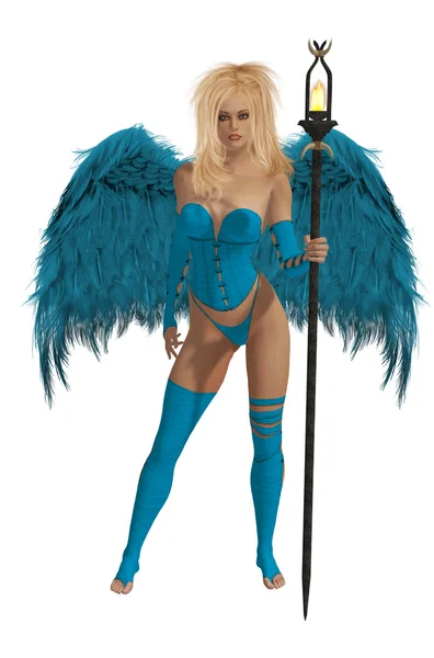 Baby голубой крылатый ангел с светлые волосы — стоковое фото