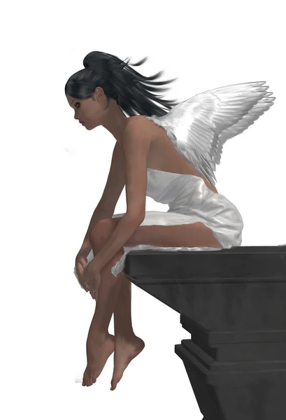 Anioł siedzi na półce — Zdjęcie stockowe