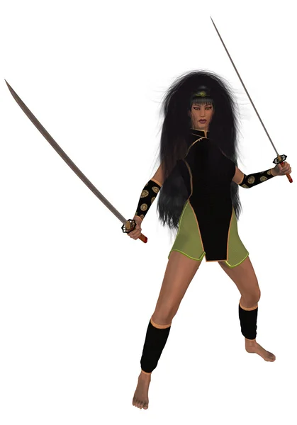 Kobieta gospodarstwa miecze — Zdjęcie stockowe