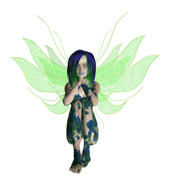青い緑花の妖精 — ストック写真