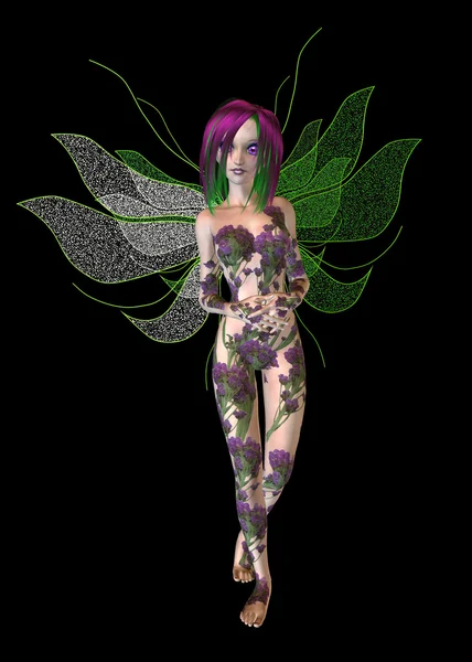 Lila grüne Blumenfee — Stockfoto