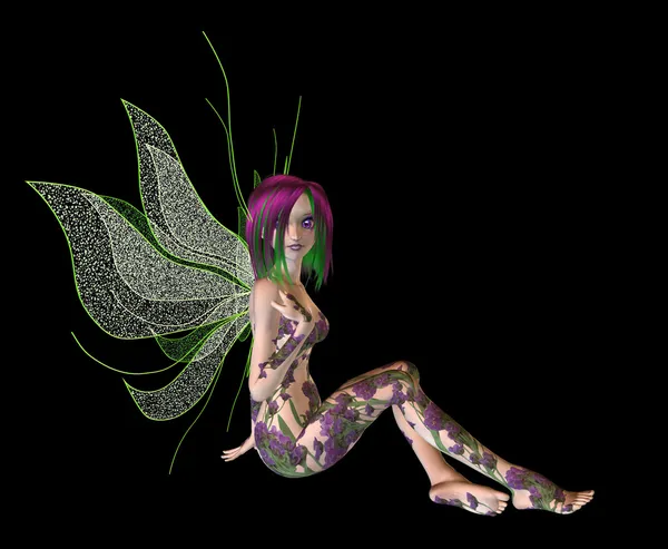 Purple Green Flower Fairy — Stock Photo, Image