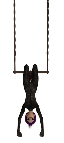 stock image Clown Hanging Upside Down On A Trapeze